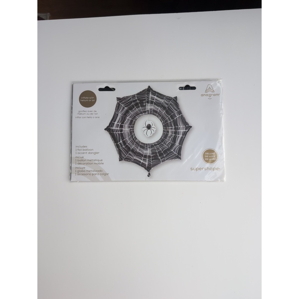 HUGE Halloween mylar SPIDER WEB BALLOON Supershape Anagram‎ 32" party decor NEW
